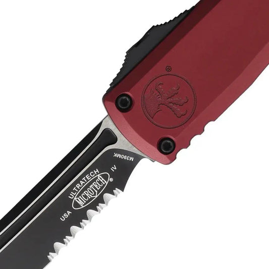 Microtech Ultratech Auto OTF Knife Gen IV TE 112342MR Merlot Aluminum Handle Glass Breaker For EDC Enthusiasts by Microtech