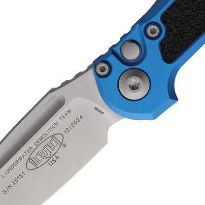 Microtech Auto LUDT Gen III Button Lock Knife For EDC Fans Blue Aluminum Handle 4.5 Inch Closed 3.5 Inch M390MK Blade by Microtech
