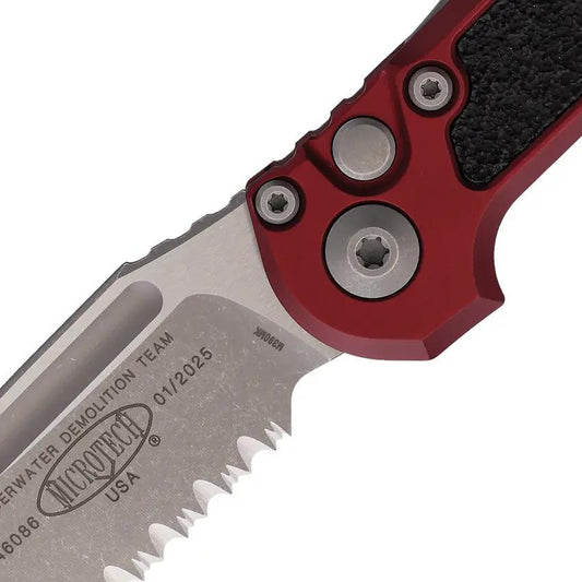 Microtech Auto LUDT Gen III EDC Tactical Knife With Automatic Opening Bohler M390MK Blade Merlot Aluminum Handle by Microtech