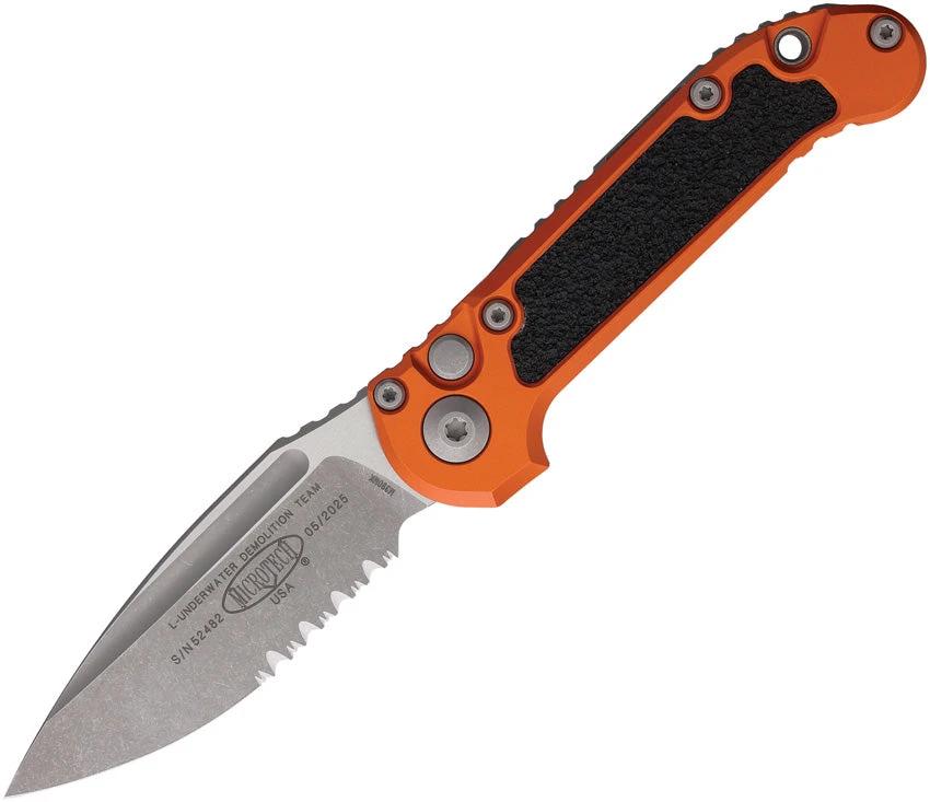 Microtech Auto LUDT Button Lock Gen III Knife With Automatic Opening Orange Aluminum Handle M390 Blade For EDC Fans by Microtech