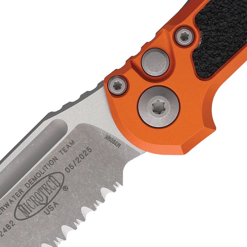Microtech Auto LUDT Button Lock Gen III Knife With Automatic Opening Orange Aluminum Handle M390 Blade For EDC Fans by Microtech