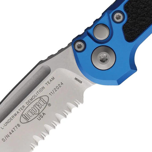 Microtech Auto LUDT Button Lock Gen III Knife For Tactical EDC, Quick-Action Opening, 3.5-Inch M390 Blade, Blue Handle by Microtech