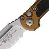 Microtech Auto LUDT Button Lock Gen III Automatic Opening EDC Knife 4.5 Inch Closed 3.5 Inch M390 Serrated Tan Aluminum by Microtech
