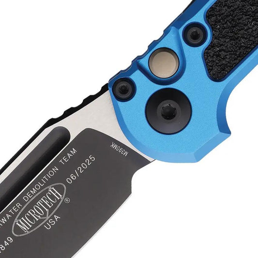 Microtech Auto LUDT Button Lock Gen III Knife Automatic Opening M390 Blade Blue Aluminum Handle For EDC Enthusiasts by Microtech