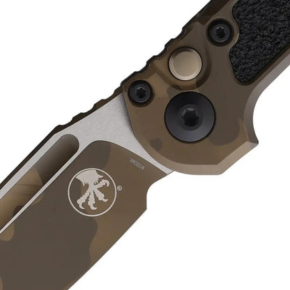 Microtech Auto LUDT Gen III Button Lock Knife With 3.5in M390MK Blade And 4.5in Closed Aluminum Handle Badlands Camo EDC by Microtech