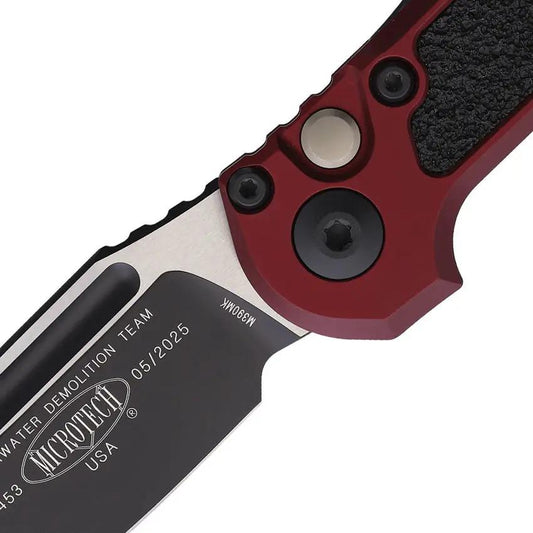 Microtech Auto LUDT GenIII Button Lock Knife With Bohler M390MK Blade And Merlot Aluminum Handle For EDC Enthusiasts by Microtech