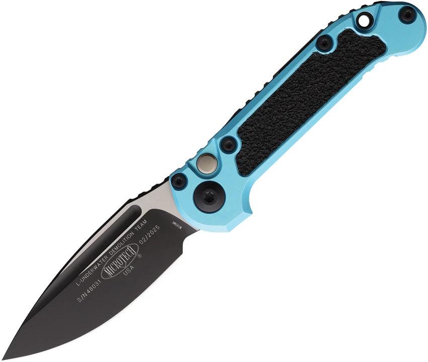 Microtech Auto LUDT Button Lock Gen III EDC Knife Automatic Opening With M390 Blade Turquoise Aluminum Handle by Microtech