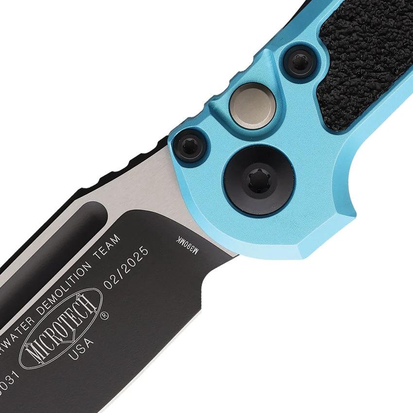 Microtech Auto LUDT Button Lock Gen III EDC Knife Automatic Opening With M390 Blade Turquoise Aluminum Handle by Microtech