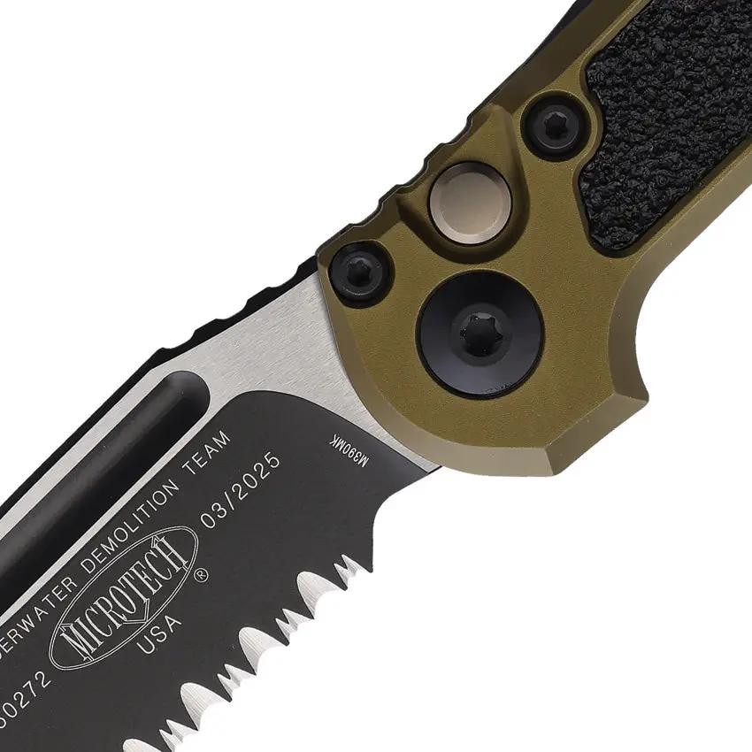 Microtech Auto LUDT GenIII Button Lock Knife With OD Green Aluminum Handle And Bohler M390MK Blade For EDC 1135 2OD by Microtech