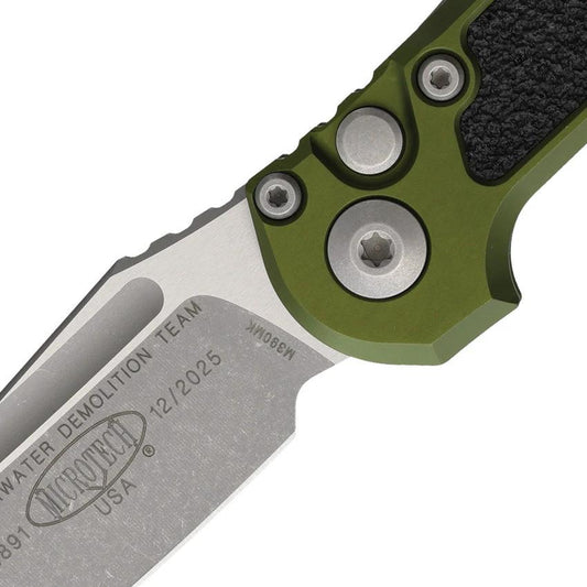 Microtech Auto LUDT Gen III Button Lock Knife Auto Opening 3.5in Blade M390MK 4.5in Closed OD Green Aluminum EDC by Microtech