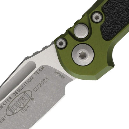 Microtech Auto LUDT Gen III Button Lock Knife Auto Opening 3.5in Blade M390MK 4.5in Closed OD Green Aluminum EDC by Microtech