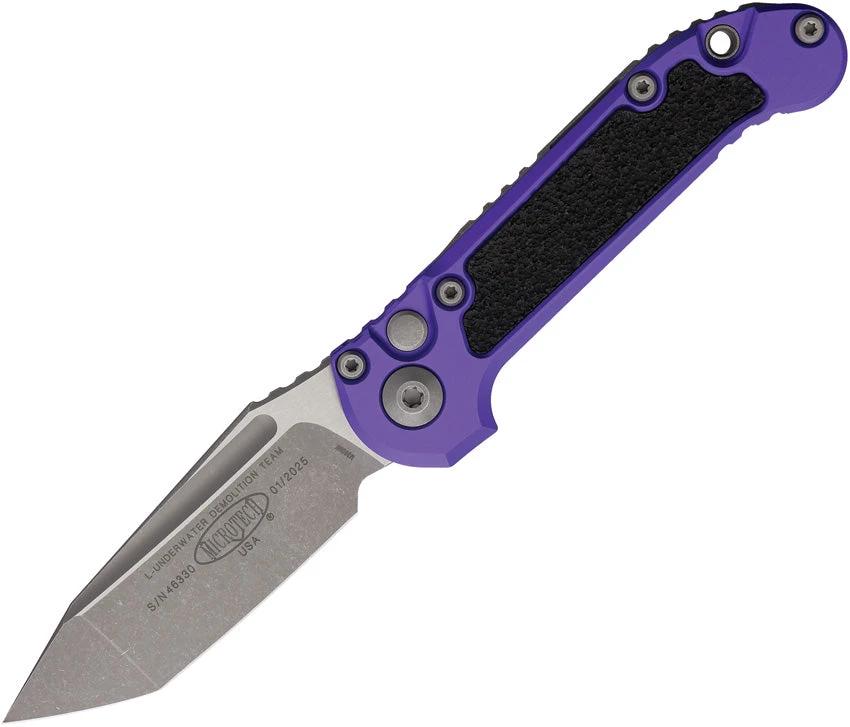 Microtech Auto LUDT GenIII Button Lock 1136 10APPU Purple Aluminum Handle Black Traction Premium EDC Knife by Microtech