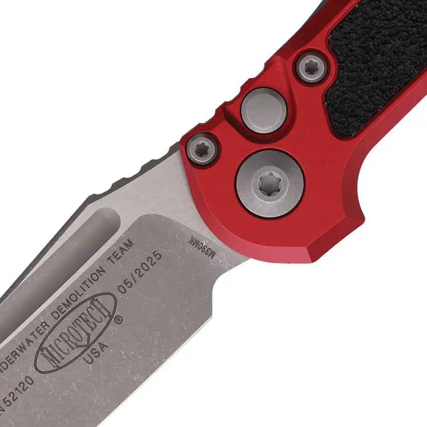 Microtech Auto LUDT Button Lock Gen III EDC Tactical Knife With Red Aluminum Handle by Microtech