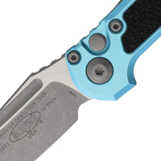 Microtech Auto LUDT Gen III Button Lock EDC Knife Bohler M390MK Tanto 3.5 Inch Turquoise Aluminum Handle Elite by Microtech