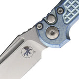 Microtech Auto LUDT Marfione Select 3.5In M390 Tanto Ice Blue Frag Pattern Titanium Handle For Tactical Collectors by Microtech