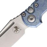 Microtech Auto LUDT Marfione Select Knife 4.5in Closed 3.5in M390 Blade Ice Blue Titanium EDC by Microtech