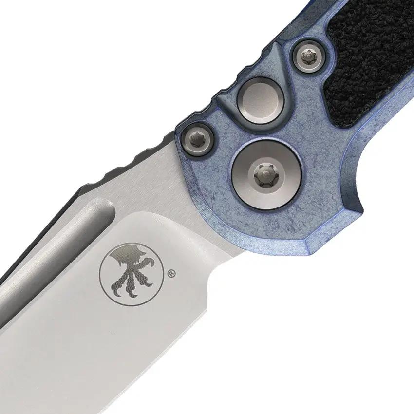Microtech Auto LUDT Marfione Select Knife Automatic Opening Ice Blue Titanium Handle M390 Blade For Tactical Knife Fans by Microtech