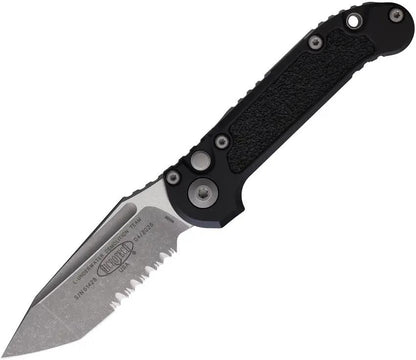 Microtech Auto LUDT Button Lock Gen III Knife For EDC Enthusiasts With Partial Serration M390 Blade Apocalyptic Finish by Microtech