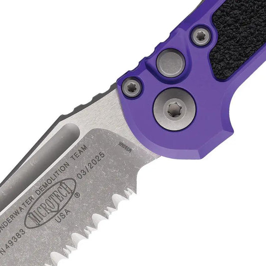 Microtech Auto LUDT Gen III 3.5in M390MK Serrated Tanto Automatic Knife With Purple Aluminum Handle For EDC Enthusiasts by Microtech