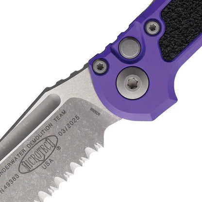Microtech Auto LUDT Gen III 3.5in M390MK Serrated Tanto Automatic Knife With Purple Aluminum Handle For EDC Enthusiasts by Microtech