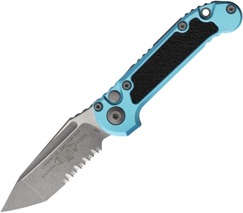 Microtech Auto LUDT Button Lock Gen III Knife With Apocalyptic M390 Blade And Turquoise Handle For EDC Enthusiasts by Microtech