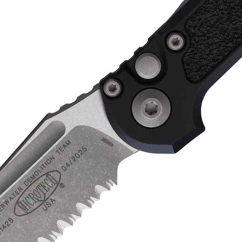 Microtech Auto LUDT Button Lock Gen III Knife For EDC Enthusiasts With Partial Serration M390 Blade Apocalyptic Finish by Microtech
