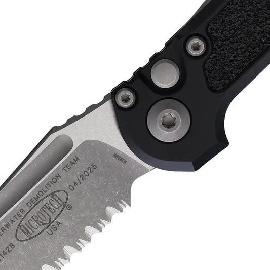 Microtech Auto LUDT Button Lock Gen III Knife For EDC Enthusiasts With Partial Serration M390 Blade Apocalyptic Finish by Microtech
