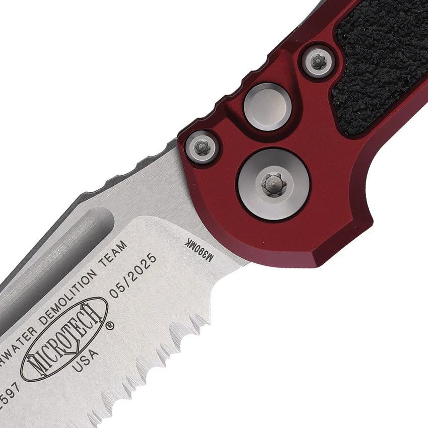 Microtech Auto LUDT Gen III Button Lock Knife Automatic Opening EDC 3.5 Inch M390MK Serrated Tanto Merlot Aluminum by Microtech