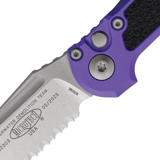 Microtech Auto LUDT Gen III Knife Automatic Opening 4.5in Closed Purple Aluminum M390 Blade For EDC by Microtech