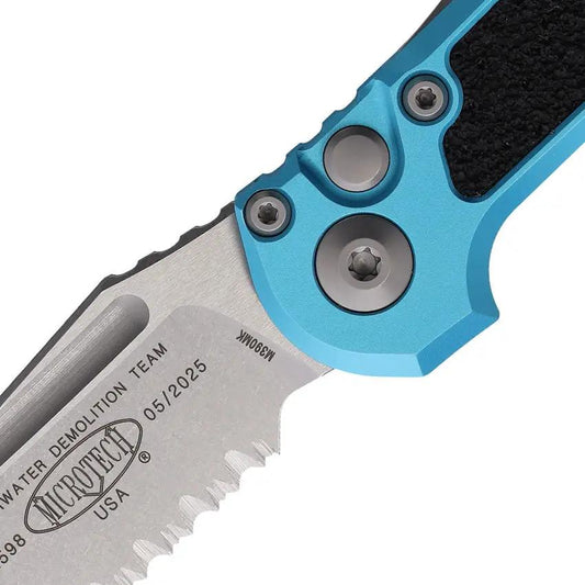 Microtech Auto LUDT Gen III Button Lock Knife Automatic Opening Turquoise Aluminum Handle 3.5in M390 Tanto For EDC by Microtech