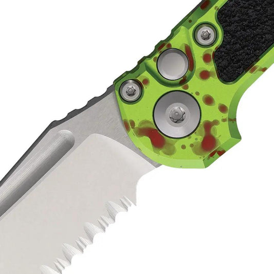 Microtech Auto LUDT Button Lock Gen III EDC Knife 4.5 Inch Closed Blade Bohler M390MK Steel Aluminum ZOMBIE TECH Handle by Microtech