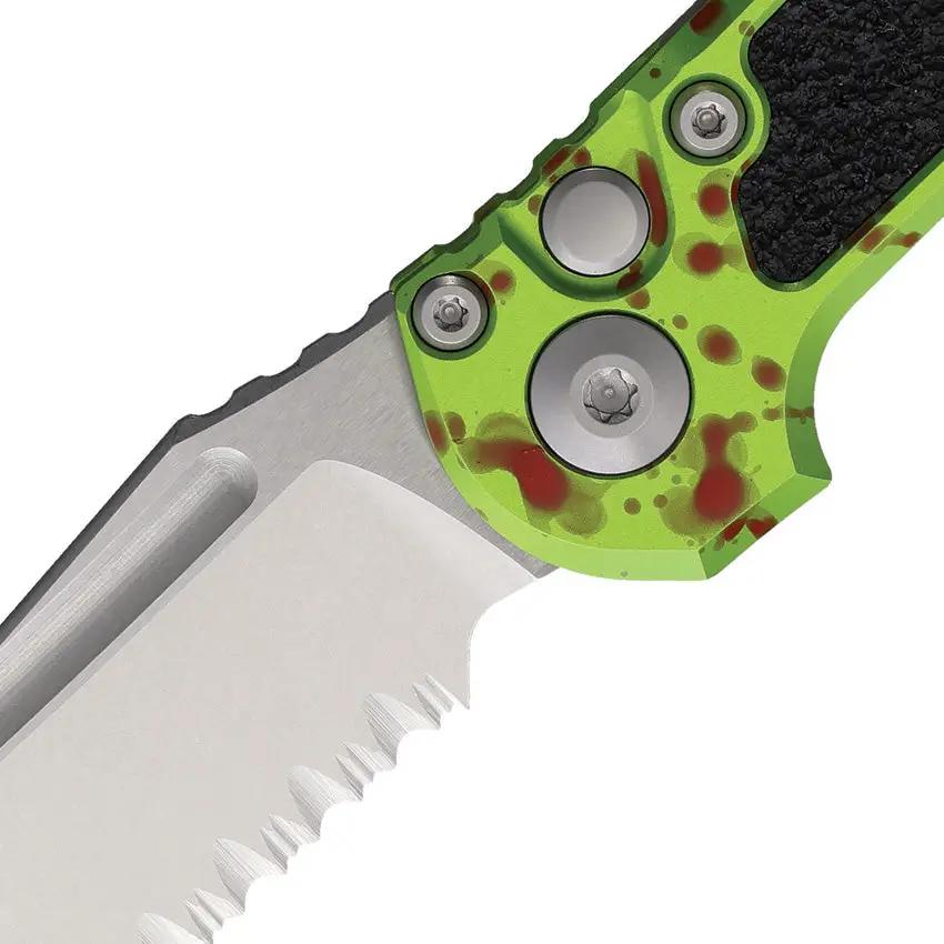 Microtech Auto LUDT Button Lock Gen III EDC Knife 4.5 Inch Closed Blade Bohler M390MK Steel Aluminum ZOMBIE TECH Handle by Microtech