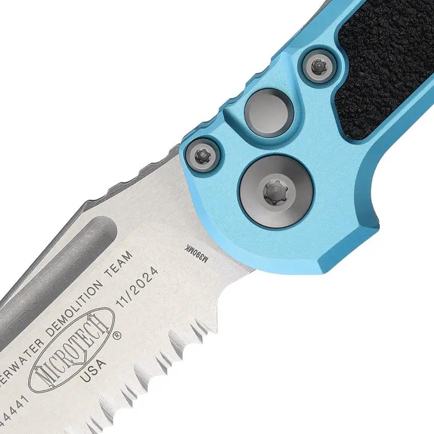 Microtech Auto LUDT Gen III Button Lock Serrated M390 Blade Turquoise Aluminum For EDC Enthusiasts by Microtech