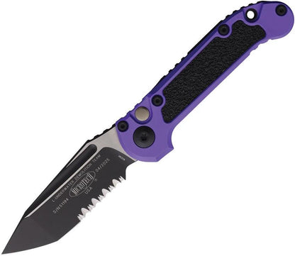 Microtech Auto LUDT Gen III Button Lock Knife For EDC Enthusiasts Purple Aluminum Handle Partially Serrated M390 Blade by Microtech