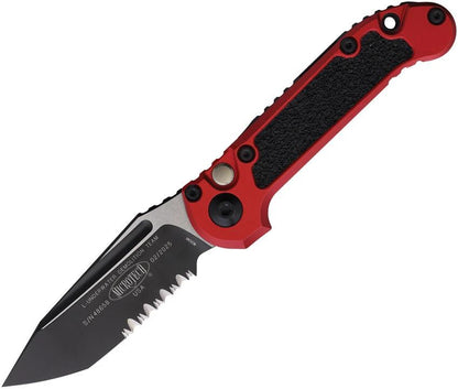 Microtech Auto LUDT Button Lock Gen III Knife For EDC Enthusiasts Red Aluminum Handle 4.5in Closed 3.5in M390 Tanto by Microtech