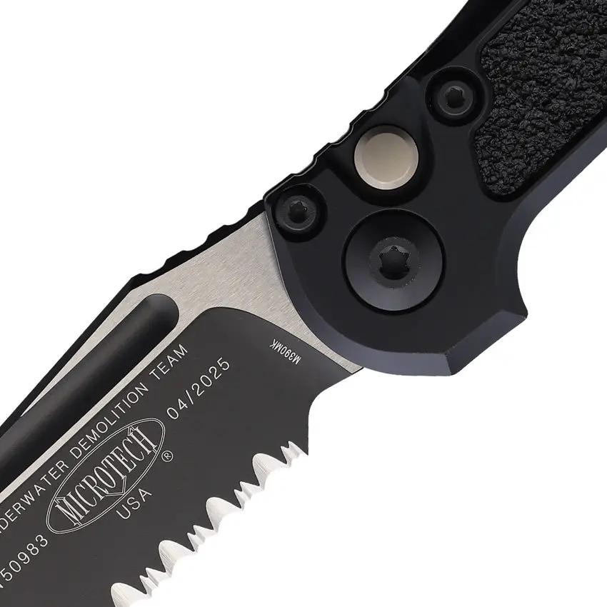 Microtech Auto LUDT Gen III Button Lock Knife For EDC Enthusiasts Two Tone M390MK Tanto Black Aluminum by Microtech