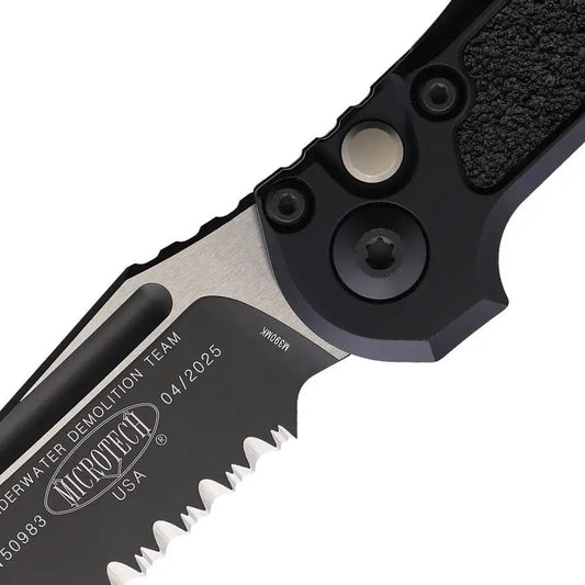 Microtech Auto LUDT Gen III Button Lock Knife For EDC Enthusiasts Two Tone M390MK Tanto Black Aluminum by Microtech