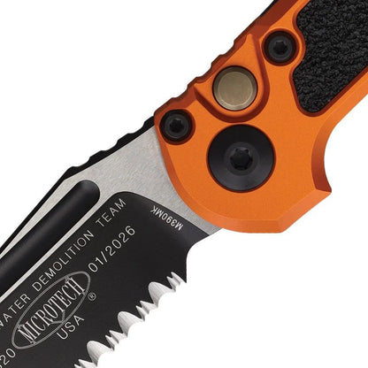 Microtech Auto LUDT Gen III Button Lock Orange Handle 3.5in M390MK Serrated Tactical Knife by Microtech