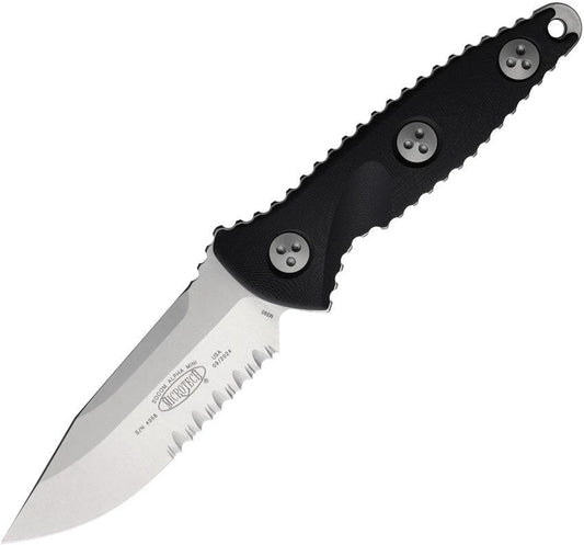 Microtech SOCOM Alpha Mini Serrated Edge Knife Elite Tactical EDC 3.75 Inch Stonewash Blade Black G10 by Microtech