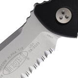 Microtech Socom Alpha Tactical Knife Stonewash Tanto Blade 10.5in Black G10 Handle With Extended Tang And Kydex Sheath by Microtech