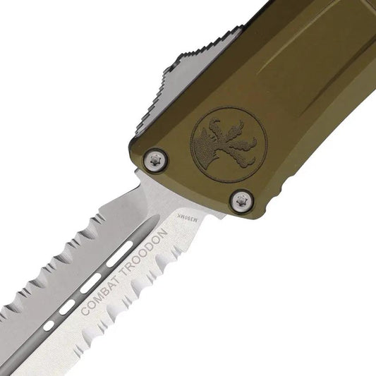 Microtech Auto Combat Troodon Gen III Knife With Automatic Opening 4 Inch Dagger Blade OD Green Handle For Tactical Pros by Microtech
