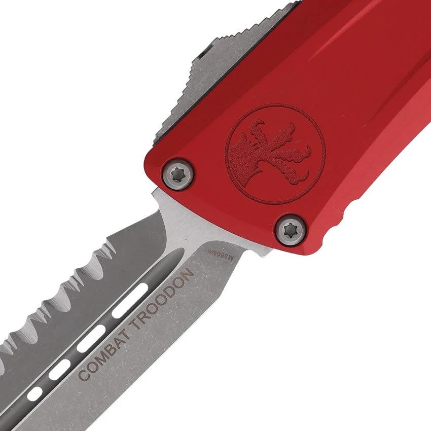 Microtech Auto Troodon DE Gen III 1142-12APRD Automatic Opening Dagger Knife With Red Aluminum Handle For Collectors by Microtech