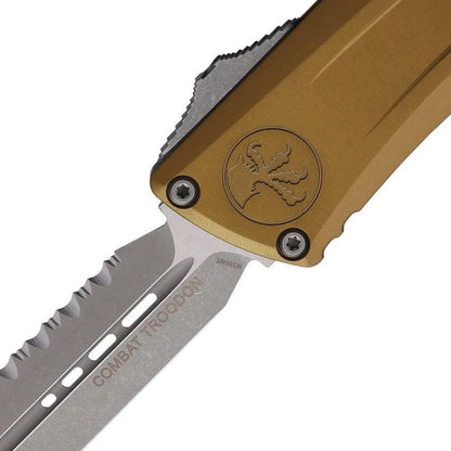Microtech Auto Combat Troodon Gen III Knife Automatic Opening 4In M390 Serrated EDC for Tactical Enthusiasts by Microtech