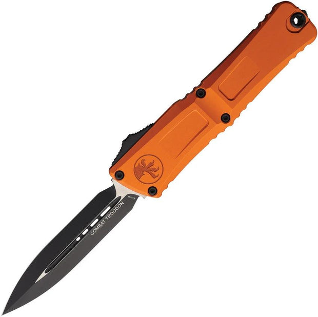 Microtech Automatic Combat Troodon Gen III Dagger With M390 Blade Orange Stonewash Aluminum Handle For Tactical Pros