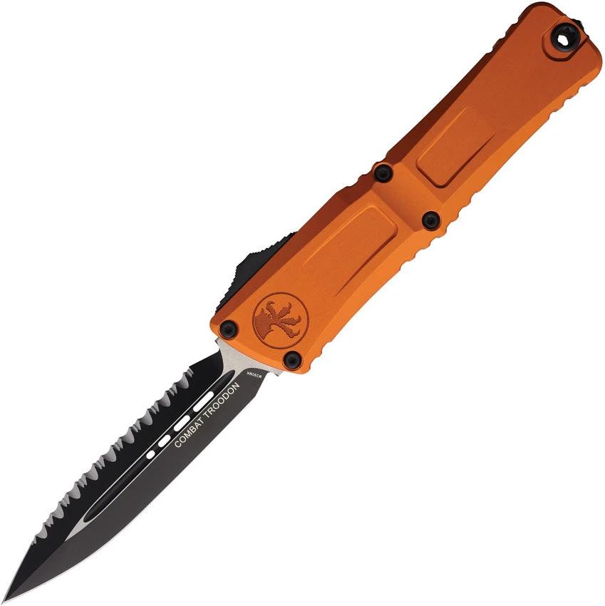 Microtech Auto Combat Troodon DE Gen III Knife Automatic Opening Orange Aluminum Handle EDC by Microtech