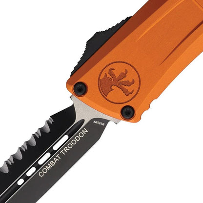 Microtech Auto Combat Troodon DE Gen III Knife Automatic Opening Orange Aluminum Handle EDC by Microtech