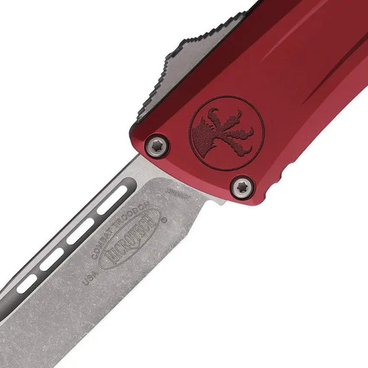 Microtech Auto Combat Troodon SE Gen III Knife For Pros And Collectors Rapid One Handed Deployment Merlot Aluminum by Microtech