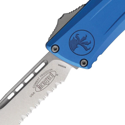 Microtech Auto Combat Troodon SE Gen III 4 Inch Blade Rapid Deployment Blue Aluminum Handle For Tactical Pros by Microtech
