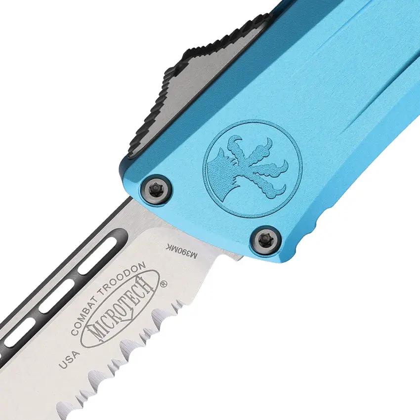 Microtech Auto Combat Troodon SE Gen III 1143 11TQ Automatic Knife 4 Inch Blade For EDC Enthusiasts Turquoise Aluminum by Microtech