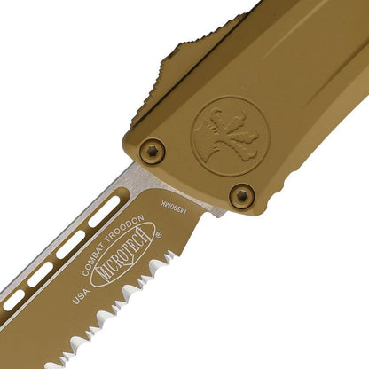 Microtech Troodon SE Gen III Automatic Tactical Knife With Tan Cerakote Finish Partially Serrated Blade For EDC Fans by Microtech